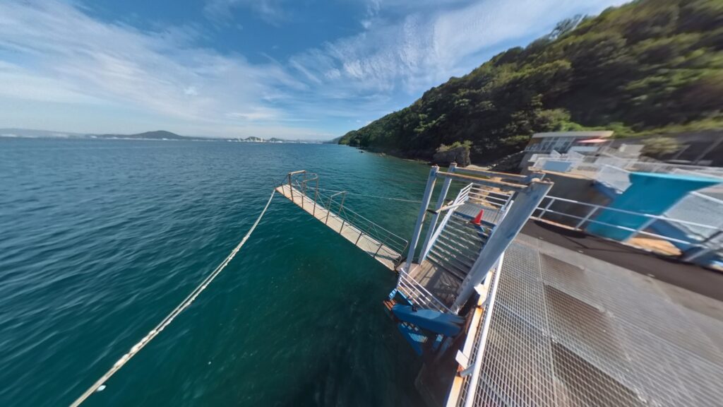 下津ピアーランドの筏が設置されるポイント