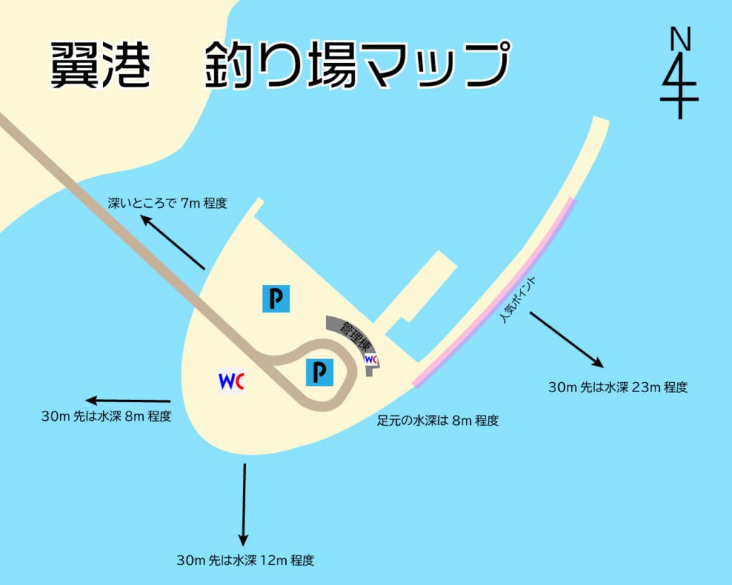 翼港の釣り場マップ