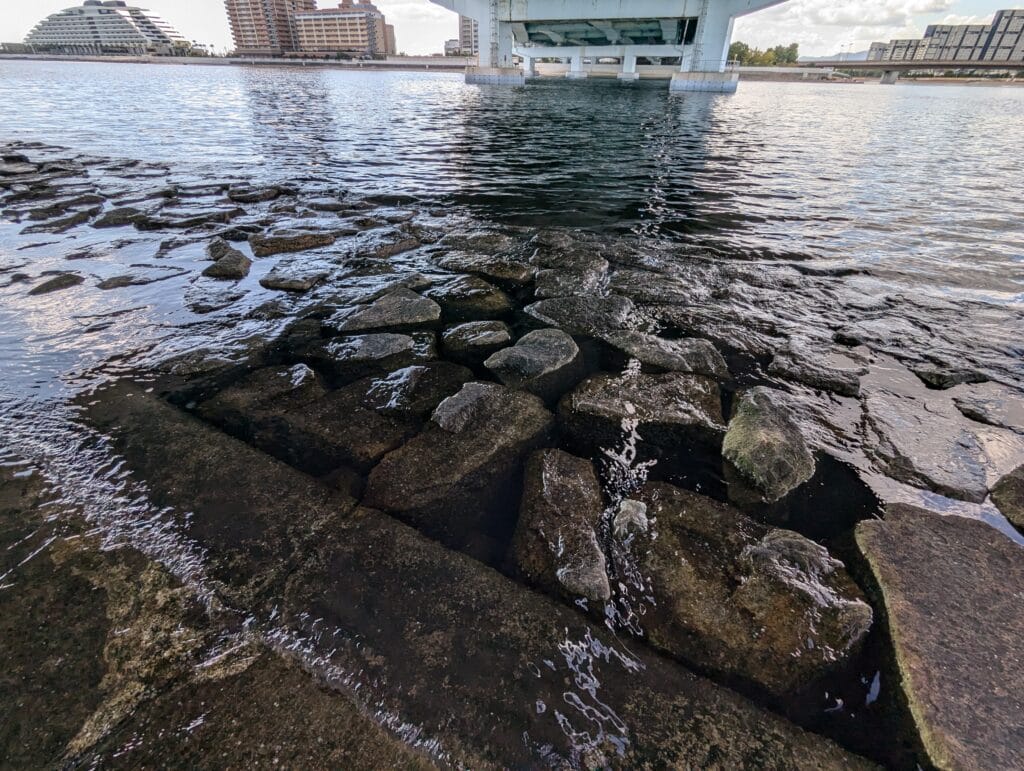 西宮浜の満潮前後の様子