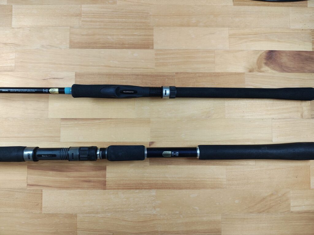 エギングロッドとショアジギングロッドのグリップの長さ比較